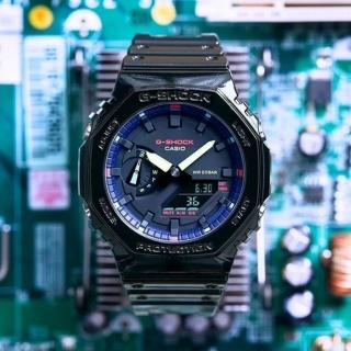 【CASIO 卡西歐】G-SHOCK 電競美學 虛擬虹光 八角形錶殼 _45.4mm(GA-2100RGB-1A)