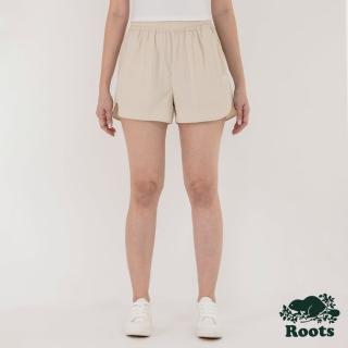 【Roots】Roots女裝-舒適生活系列 簡約尼龍短褲(燕麥色)