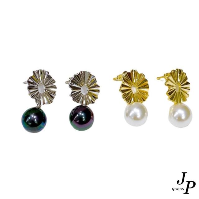 【Jpqueen】華麗貴氣花朵鏤空珍珠耳環(2色可選)