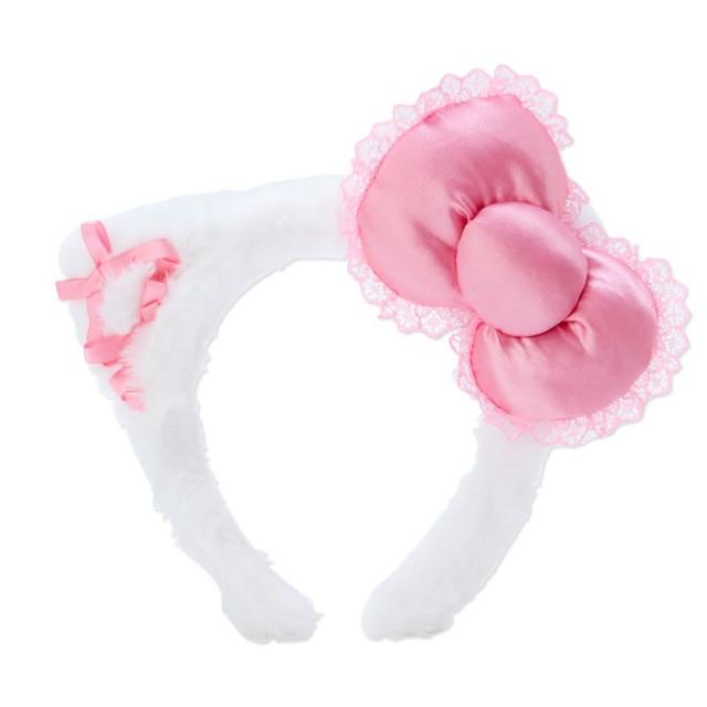 【小禮堂】Hello Kitty 絨毛造型髮箍 - 耳朵款(平輸品)
