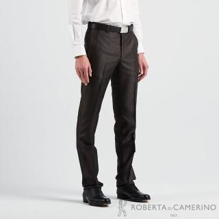 【ROBERTA 諾貝達】台灣製男裝 修身剪裁 高品質平口西裝褲(黑咖啡)