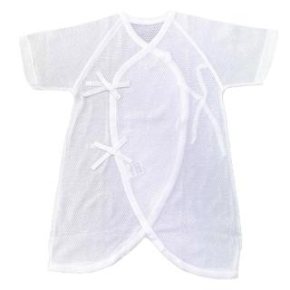 【日本IWASHITA】日本製100%純棉極柔蝴蝶衣有機棉嬰兒新生兒紗布衣服肚衣蝴蝶裝(純白透氣網點)