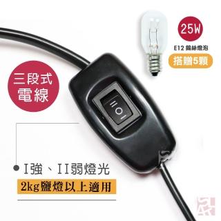 【鹽夢工場】台灣製三段式保險絲鹽燈專用電線(贈25W燈泡5入)