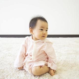 【日本IWASHITA】日本製100%頂級純棉嬰兒幼童吸水速乾柔軟連帽浴袍 浴巾 斗篷 外套(粉紅色/粉藍色)