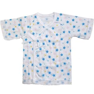 【日本IWASHITA】日本製100%純棉極柔紗布肚衣親膚有機棉嬰兒初生新生兒衣服日式上衣(藍色星星)