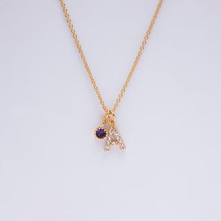 【Olivia Yao Jewellery】紫水晶色鋯鑽字母項鍊(生日石系列)