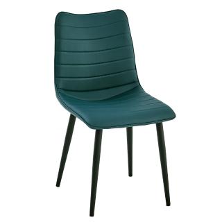 【AT HOME】綠色皮質鐵藝餐椅/休閒椅 現代簡約(朵莉)