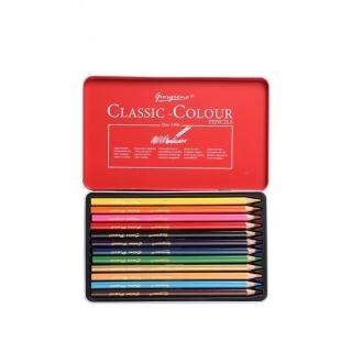 【Giorgione】專業油性色鉛筆套組-鐵盒裝12色(美術 素描 繪圖 插畫 美勞 彩色鉛筆)