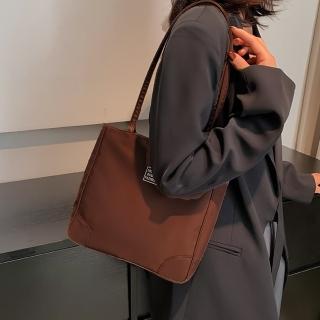 【Abigail】日系簡約側肩包手提包托特包購物包防潑水6905(棕色)