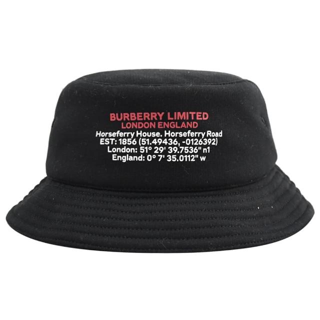 【BURBERRY 巴寶莉】限定版簡約電繡LOGO棉質個性遮陽帽漁夫帽(黑)