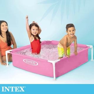 【INTEX】粉紅方型四柱游泳池/戲沙池122x122x30cm-342L-適2歲+(342L-57172)