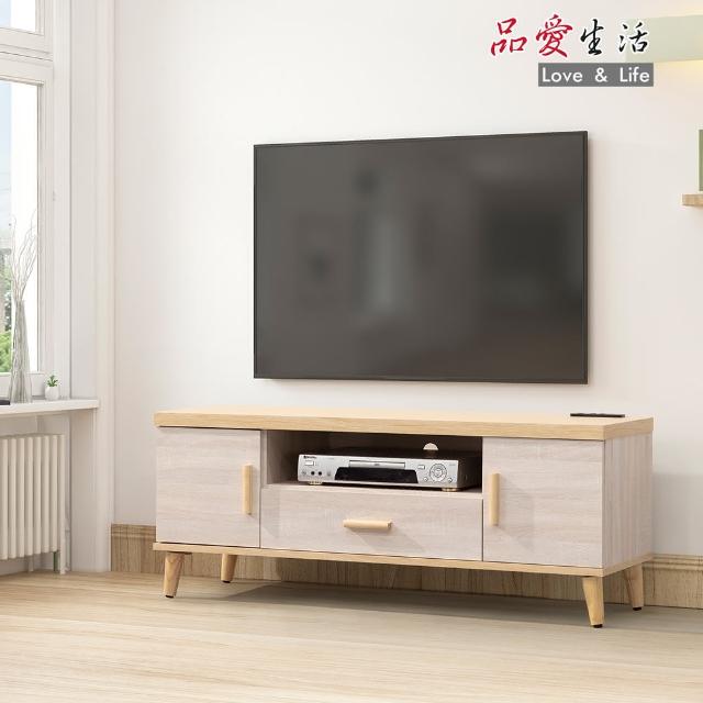 【品愛生活】秋田4尺白木紋USB電視櫃(120cm)