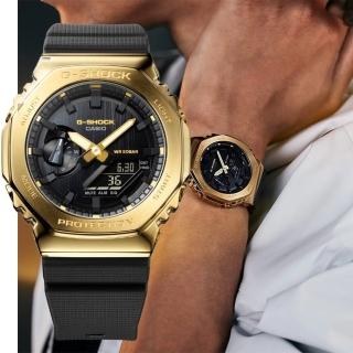 【CASIO 卡西歐】G-SHOCK 黑金時尚 高調奢華 金屬錶殼 八角形錶殼(GM-2100G-1A9)