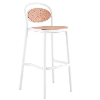 【AT HOME】白色塑料藤吧台椅/餐椅/休閒椅 現代簡約(中悅)