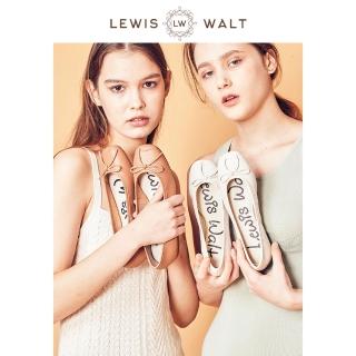 【Lewis Walt】純色通勤羊皮淺口方頭蝴蝶結平底軟底芭蕾舞低跟單鞋女