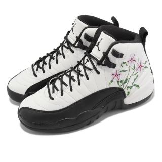 【NIKE 耐吉】Air Jordan 12 Retro GS 大童鞋 女鞋 白 黑 花 緩震 Floral 刺繡(DR6956-100)