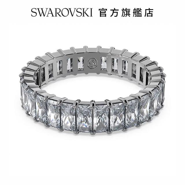 【SWAROVSKI 官方直營】SWAROVSKI 施華洛世奇 Matrix 戒指 長方形切割  灰色  鍍釕-52 交換禮物