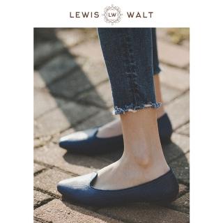 【Lewis Walt】通勤尖頭淺口百搭羊皮平底壹腳蹬芭蕾舞樂福單鞋女