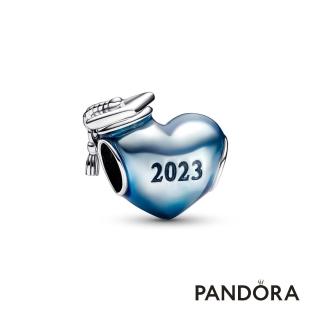 【Pandora 官方直營】2023年銀藍心形畢業串飾