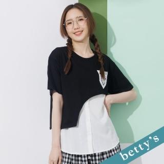 【betty’s 貝蒂思】假兩件不對稱上衣(黑色)