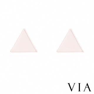 【VIA】白鋼耳釘 三角形耳釘/符號系列 迷你三角形造型白鋼耳釘(玫瑰金色)