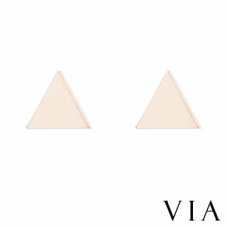 【VIA】白鋼耳釘 三角形耳釘/符號系列 迷你三角形造型白鋼耳釘(金色)
