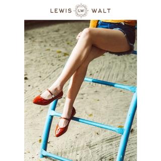 【Lewis Walt】通勤尖頭大碼百搭瑪麗珍壹字帶平底單鞋女