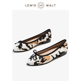 【Lewis Walt】間約通勤淺口乳牛紋低跟2cm芭蕾平底鞋女