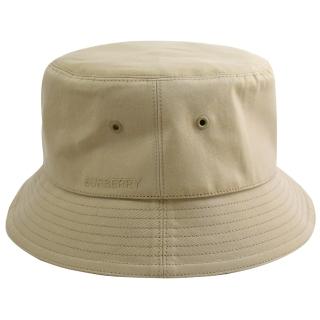 【BURBERRY 巴寶莉】限定版簡約素雅英倫格紋棉質個性遮陽帽漁夫帽(卡其)