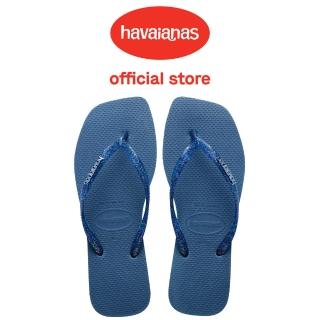 【havaianas 哈瓦仕】拖鞋 女鞋 夾腳拖 方形 閃亮 果凍 Slim Square Log 藍 4148257-1803W(哈瓦士)