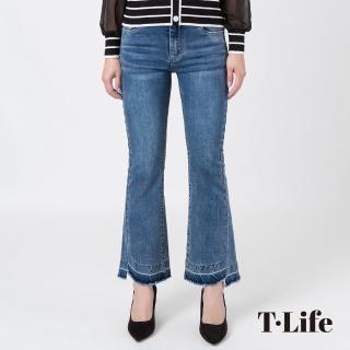 【T.Life】顯瘦不規則褲管刷色九分牛仔褲(1色)