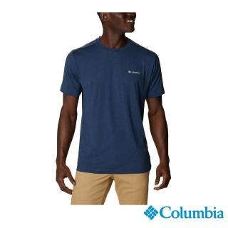 【Columbia 哥倫比亞 官方旗艦】男款- Tech Trail UPF50快排短袖上衣-深藍(UAE03220NY / 2023春夏)