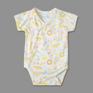【Deux Filles】嬰兒短袖側開襟包屁衣 兩款花色(新生兒 有機棉 連身衣)