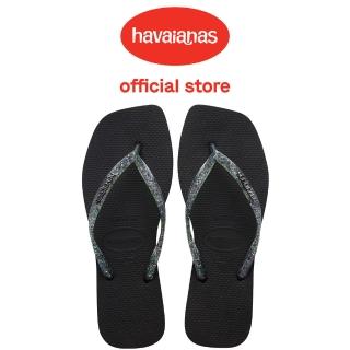 【havaianas 哈瓦仕】拖鞋 女鞋 夾腳拖 方形 閃亮 果凍 Slim Square Logo 黑色 4148257-0090W(哈瓦士)