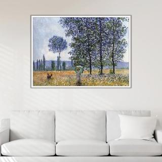 《春季原野》莫內Monet．印象派畫家 世界名畫 經典名畫 風景油畫-白框60x80CM
