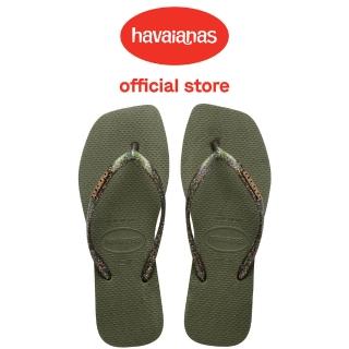 【havaianas 哈瓦仕】拖鞋 女鞋 夾腳拖 方形 閃亮 果凍 Slim Square Logo 綠色 4148257-0869W(哈瓦士)
