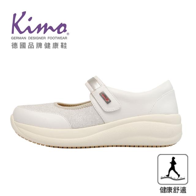 【Kimo】專利足弓支撐-沙丁布羊皮繫帶健康鞋 女鞋(珍珠白 KBCSF141100)