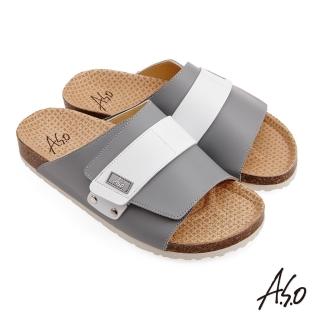 【A.S.O 阿瘦集團】足健康寬版自黏帶拖鞋-男款(灰色)
