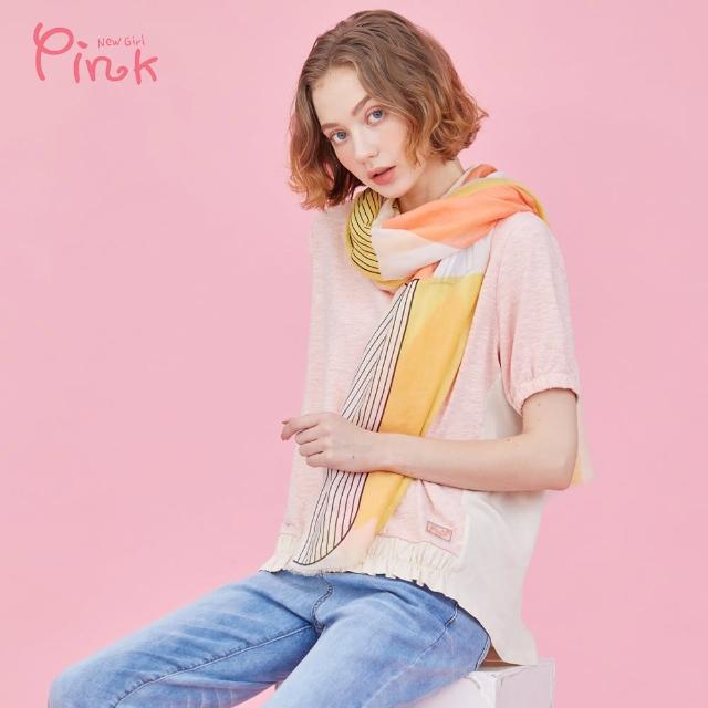 【PINK NEW GIRL】休閒拼接後排扣短袖上衣 L2306HD