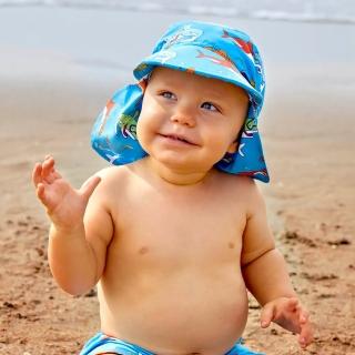 【JoJo Maman BeBe】嬰幼兒/兒童泳裝戲水UPF50+防曬護頸遮陽帽_鯊魚世界(JJH3927)
