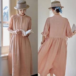 【設計所在】獨家高端限量系列 36支法國細皺純亞麻洋裝中長裙 Q230114(S-L可選)