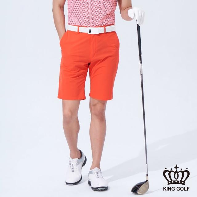【KING GOLF】網路獨賣款-男款亮彩修身彈性高爾夫球短褲/高爾夫球褲(橘色)