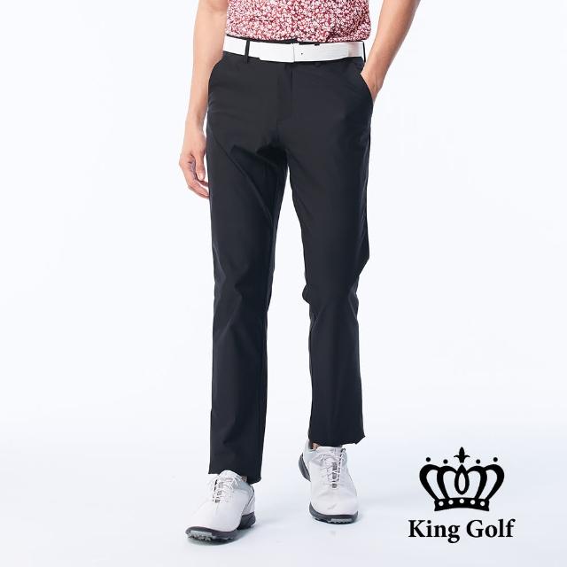 【KING GOLF】網路獨賣款-男款立體剪裁修身彈性休閒長褲/高爾夫球褲(黑色)