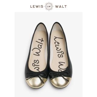 【Lewis Walt】通勤圓頭軟羊皮經典拼色平底鞋芭蕾單鞋女