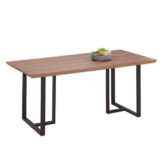 【AT HOME】5.8尺胡桃色鐵藝餐桌/工作桌/洽談桌 現代簡約(韋伯)