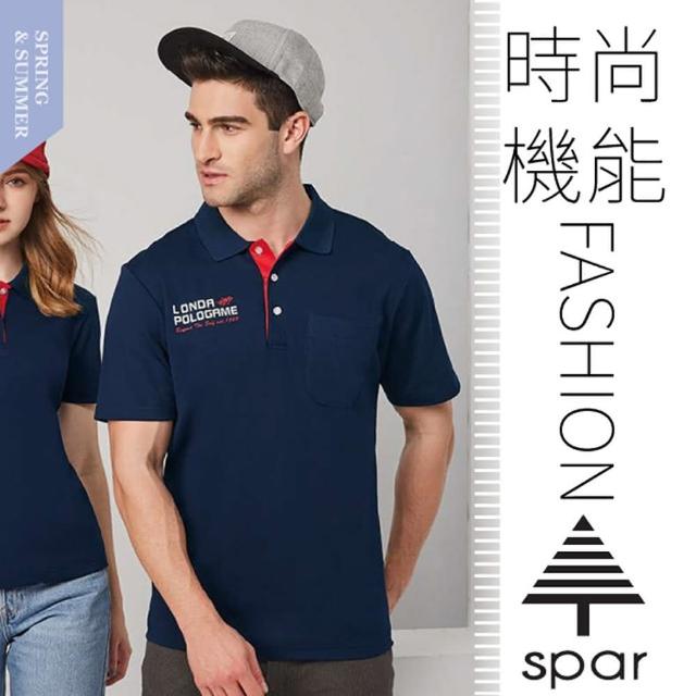 【SPAR】男款 吸濕排汗彈性短袖POLO衫.休閒衫.排汗上衣(P238204 黑藍)