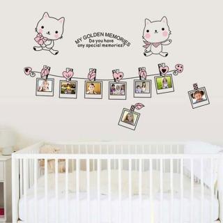 【WE CHAMP】可愛卡通小貓相框壁貼(動物 卡通 相框 壁貼 牆貼 傢飾)
