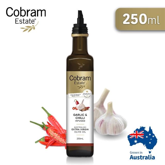即期品【Cobram Estate】澳洲特級初榨橄欖油-大蒜辣椒風味-250ml（Garlic & Chilli）(效期至2024/11/4)