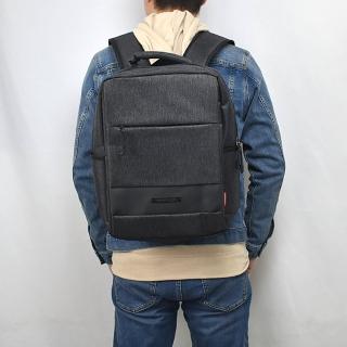 【men life】後背電腦包 灰色實用收納可掛行李箱後背包(後背包)