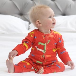 【Piccalilly】英國皮卡儷儷有機棉嬰幼兒連身衣(臘腸狗)